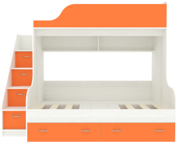 Двухъярусная кровать Дуэт-15 с лестницей комодом
