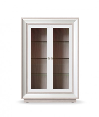 Шкаф-витрина  2-х дверный низкий ( стеклодвери) Прато