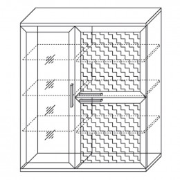 Навесной шкаф-витрина  Полка 3 дверная (1 стеклодверь) Палермо