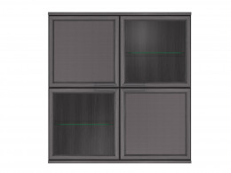 Навесной шкаф-витрина Полка 4 дверная (2 стеклодвери) Палермо