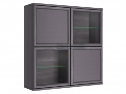Навесной шкаф-витрина Полка 4 дверная (2 стеклодвери) Палермо
