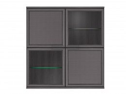 Навесной шкаф-витрина Полка 4 дверная (2 стеклодвери) Палермо