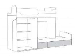 Кровать двухъярусная    Джуниор со шкафом