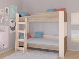 Кровать двухъярусная АСТРА 2 Дуб молочный/Сонома без ящика