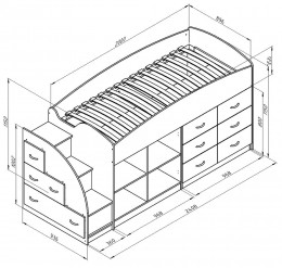 Детская кровать-чердак Дюймовочка-4/1