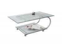 Стеклянный журнальный стол на колесиках  Дуэт-10