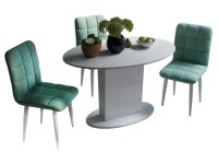 Обеденная группа  Стол Марсель белый (маленький) + стулья Франк аквамарин на белых ножках