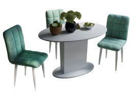 Обеденная группа  Стол Марсель белый (маленький) + стулья Франк аквамарин на белых ножках