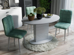 Обеденная группа  Стол Марсель белый (маленький) + стулья Франк аквамарин на белых ножках