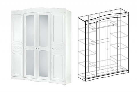 Шкаф 4х створчатый Шарлота 170 см