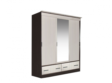 Светлана Шкаф-купе 3-х створчатый с ящиками 1680 с 1 зеркалом