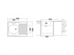 Мойка накладная Стандарт STD800.600 ---5C 0L- 