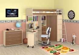 Кровать-чердак Теремок М-85