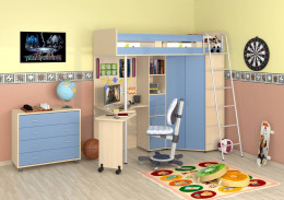 Кровать-чердак Теремок М-85