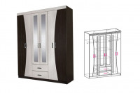 Шкаф распашной 6-ти  дверный с 2 зеркалами МАЛЫЙ