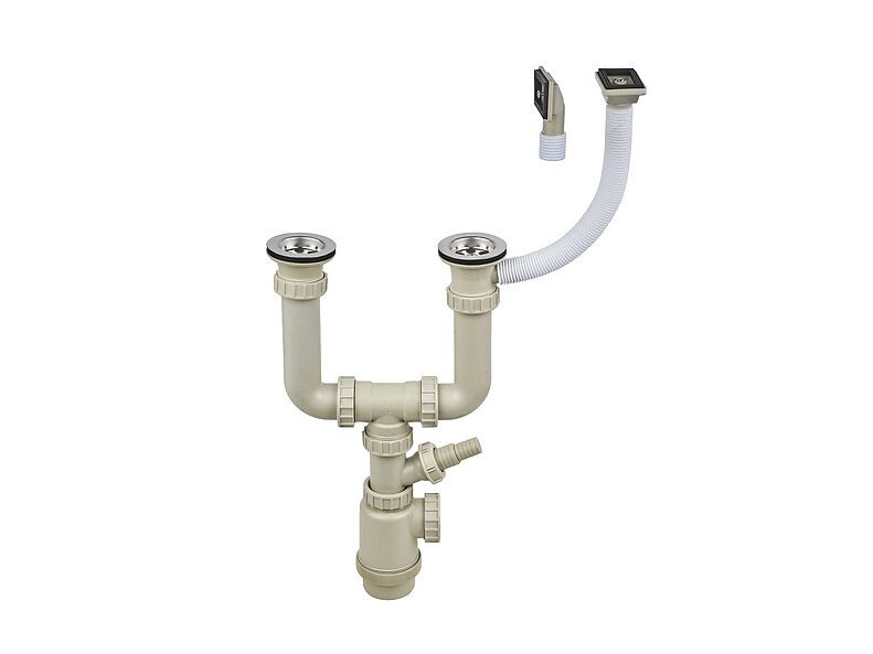 Выпуск малый двойной с переливом в комплекте с сифоном S204