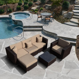 Комплект плетеной мебели из искусственного ротага с диваном YR821