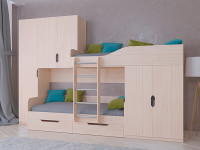 Кровать двухъярусная ЛЕО Дуб молочный/Белый