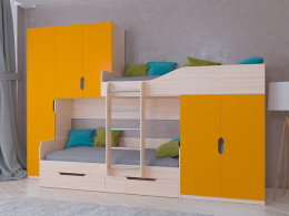 Кровать двухъярусная ЛЕО Дуб молочный/Белый