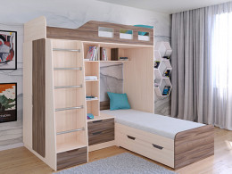 Кровать двухъярусная Астра 4  Дуб молочный/Белый