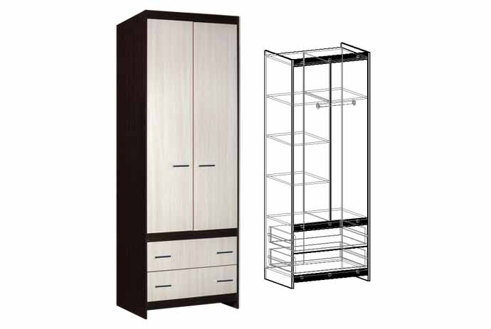 Шкаф 2-хстворчатый с ящиками Спайдер 83 см