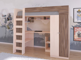 Кровать чердак Астра 10 Дуб молочный/Белый