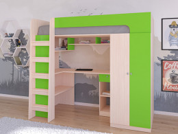 Кровать чердак Астра 10 Дуб молочный/Белый