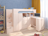 Кровать чердак Астра 11 Дуб молочный/Белый