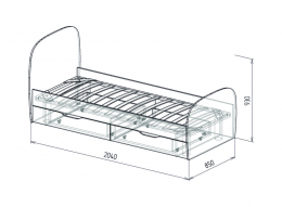 Модуль № 12 Кровать с ящиками Космос 85 см
