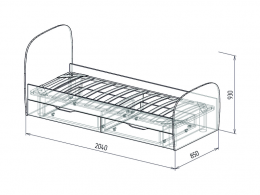 Модуль № 12 Кровать с ящиками Космос 85 см