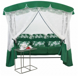 Качели садовые Элегант Премиум со столиком ЗЕЛЕНЫЙ (Код: 2016-КД-45/