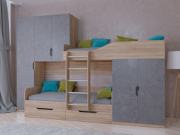 Кровать двухъярусная ЛЕО Сонома/Белый