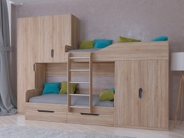 Кровать двухъярусная ЛЕО Сонома/Белый