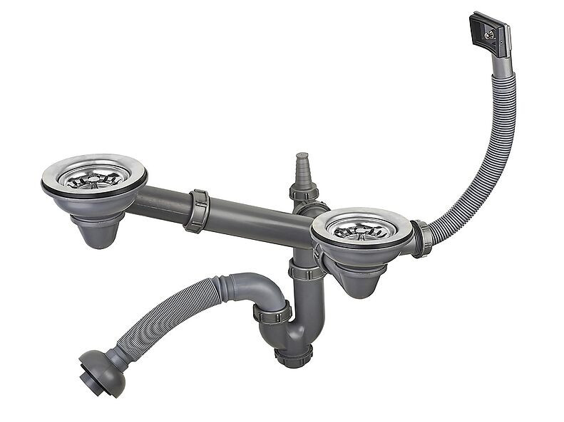 Выпуск большой двойной с переливом в комплекте с сифоном и гофрой S805