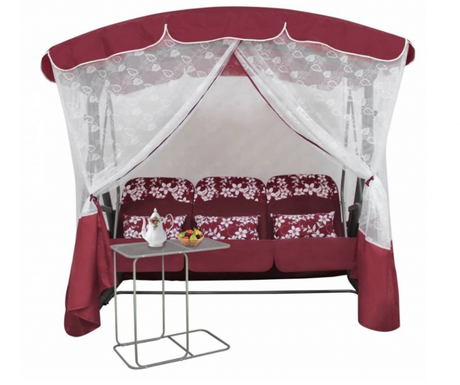 Качели садовые Элегант Премиум со столиком БОРДО (Код: 2016-КД-45/П)