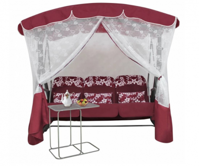 Качели садовые Элегант Премиум со столиком БОРДО (Код: 2016-КД-45/П)