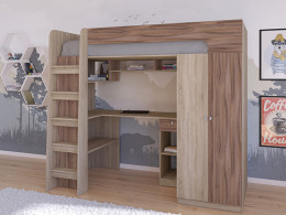 Кровать чердак Астра 10 Сонома/Белый