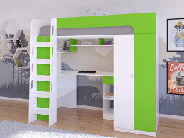 Кровать чердак Астра 10 Белый/Белый