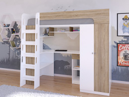 Кровать чердак Астра 10 Белый/Белый