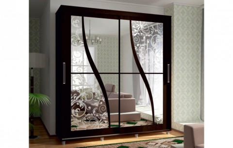 Шкаф-купе Комфорт 12 Прайм с зеркалами Фантазия (Венге, 2000 мм)