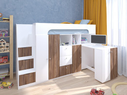 Кровать чердак Астра 11 Белый/Белый