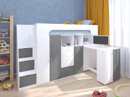 Кровать чердак Астра 11 Белый/Белый