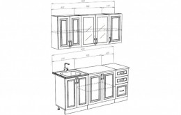 Кухня МДФ Констанция 1800 компоновка №, сандал