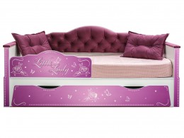 Детская кровать   Мальвина, белый, велутто темный ягодный