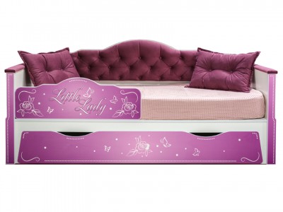 Детская кровать   Мальвина, белый, велутто темный ягодный