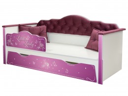 Детская кровать   Мальвина, белый, велутто темный ягодный