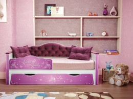 Детская кровать   Мальвина, белый, велутто темный ягодный