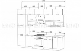 Кухня МДФ Техно 3,0 Компоновка №2