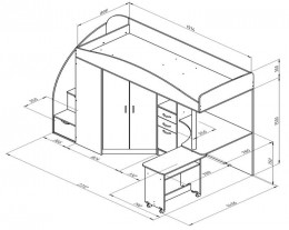 Детская кровать-чердак Теремок-1Гранд