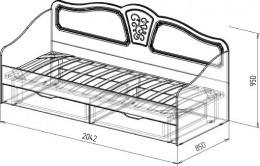 Кровать №4 с ящиками Тиффани 85 см